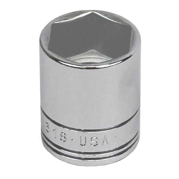 3/8 in Drive, 18mm 6 pt Metric Socket, 6 Points