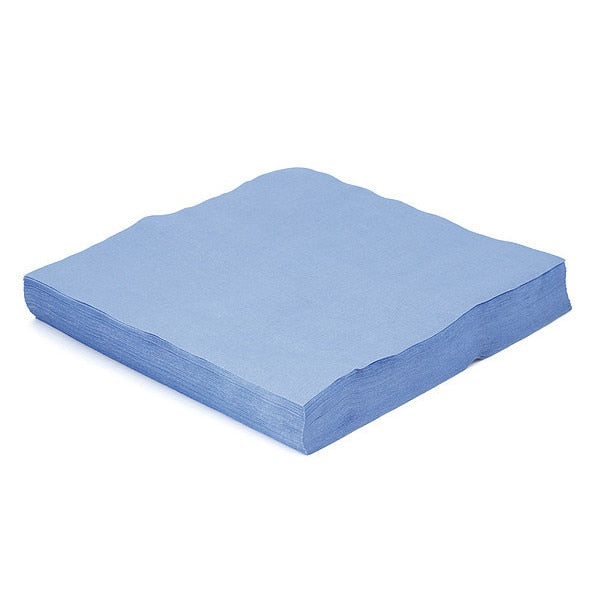 Dry Wipe, Blue, Poly Wrapped, Polyester, 1 PK, 100 Wipes, 12 in x 12 in