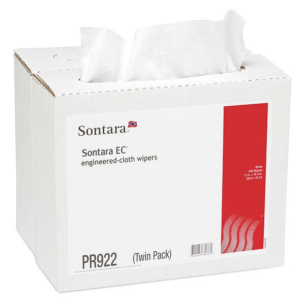 Dry Wipe, White, Box, Polyester, 1 PK, 250 Wipes, 12 in x 16 1/2 in