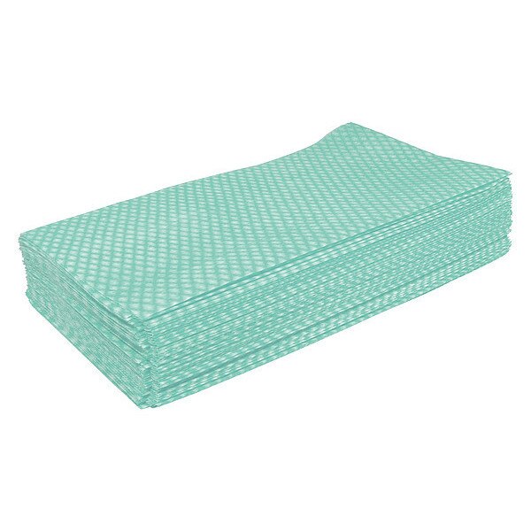 Disposable Wipes, Green/White, Hydroentangled Fiber, 1000 Wipes, 12