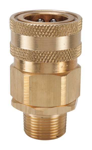 Hydraulic Quick Connect Hose Coupling, Brass Body, Sleeve Lock, 3/8
