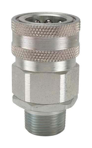 Hydraulic Quick Connect Hose Coupling, Steel Body, Sleeve Lock, 1/4