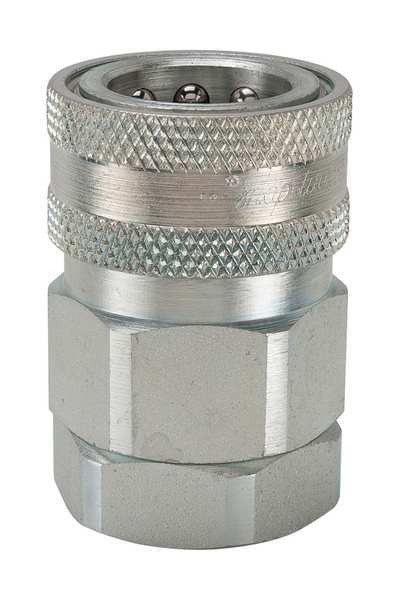 Hydraulic Quick Connect Hose Coupling, Steel Body, Sleeve Lock, 1/4