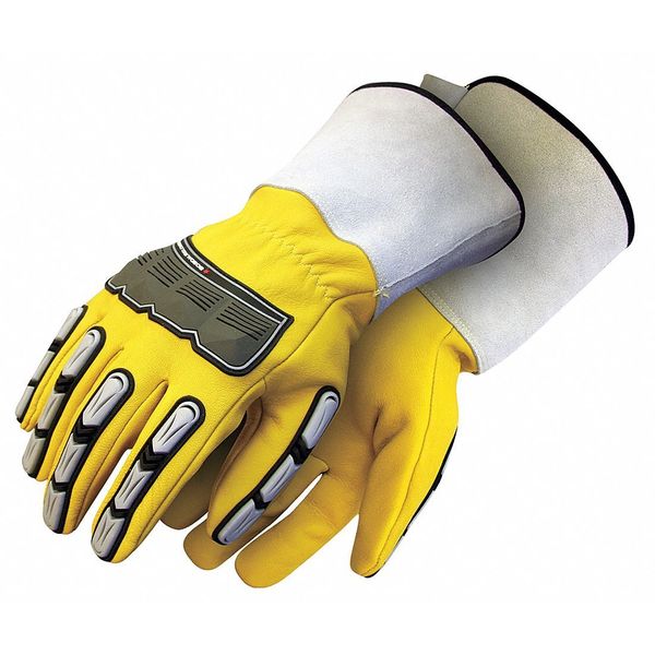 Grain Goatskin Gauntlet Back Protection Lined Thinsulate, Shrink Wrapped, Size XL