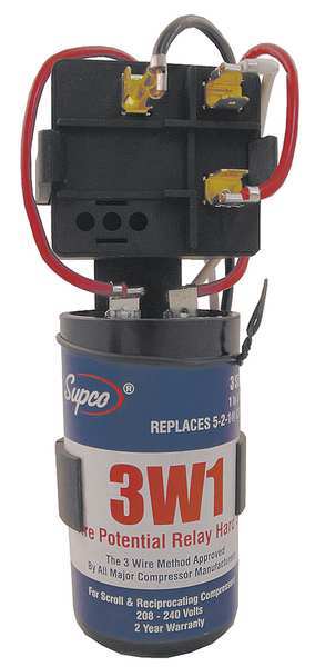 Hard Start Kit, Potential Relay, Start Capacitor, 35 Contact Rating (Amps), 208 to 240 Volts