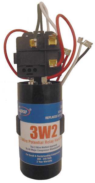 Hard Start Kit, Potential Relay, Start Capacitor, 35 Contact Rating (Amps), 208 to 240 Volts