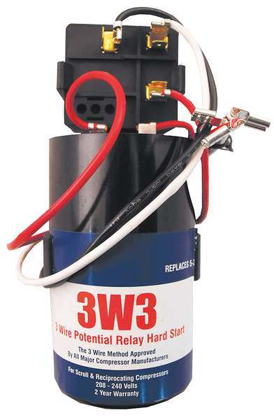 Hard Start Kit, Potential Relay, Start Capacitor, 35 Contact Rating (Amps), 208 to 240 Volts