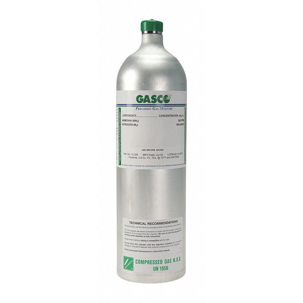 Calibration gas, Carbon Monoxide, Hydrogen Sulfide, Nitrogen, Oxygen, Petane, 74 L, +/-5% Accuracy