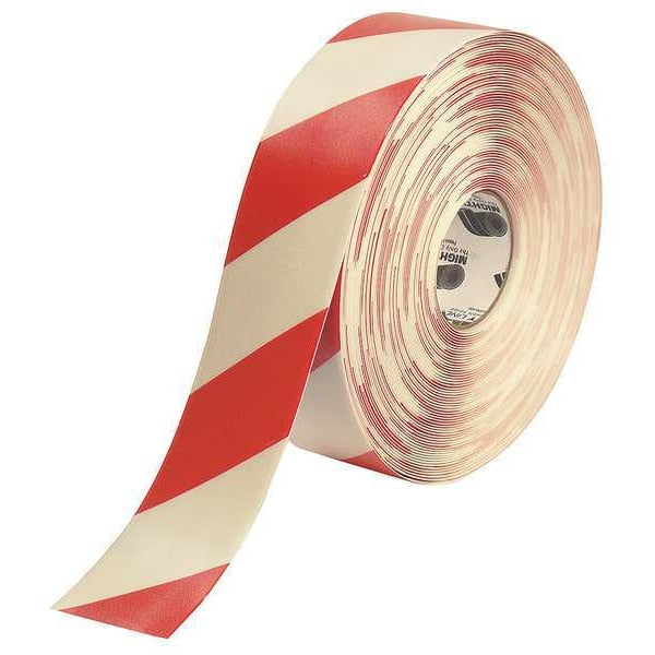 Ind Floor Tape, Roll, Red/White, Vinyl