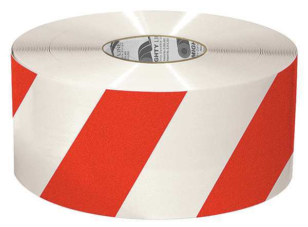 Ind Floor Tape, Roll, Red/White, Vinyl