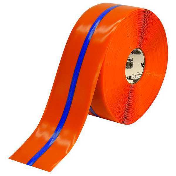 Ind Floor Tape, Roll, Orange/Blue, Vinyl