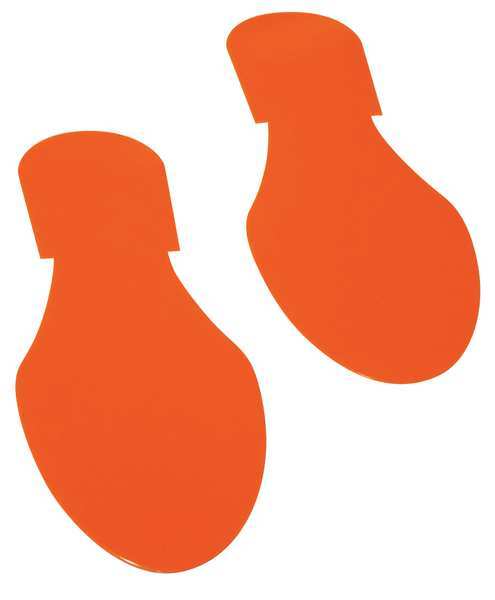 Ind Floor Tape Markers, Foot, Orange, PK50