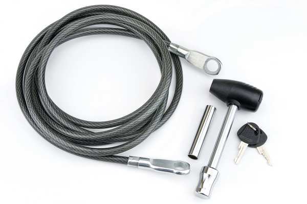 Receiver Lock and Cable, 12 ft., Steel, Bk, REESE TOWPOWER