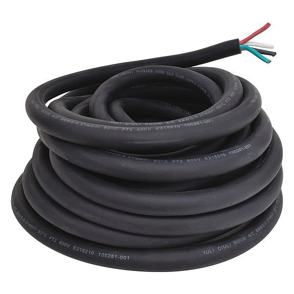 8 AWG 4 Conductor Portable Cord 600V 50 ft. BK
