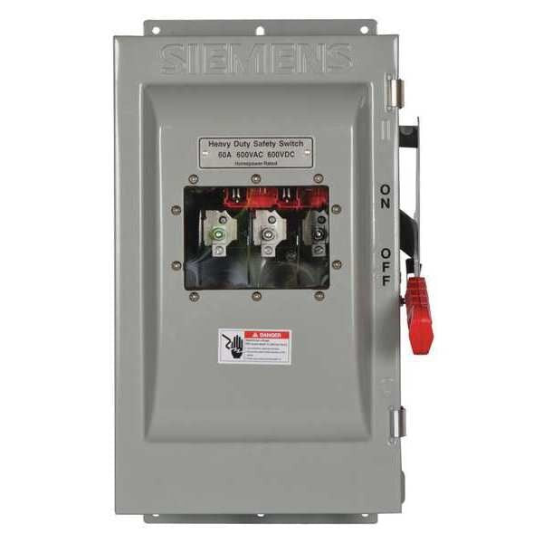Fusible Safety Switch, Heavy Duty, 600V AC, 3PST, 60 A, NEMA 3R