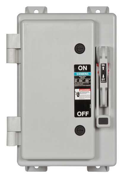 Fusible Safety Switch, Heavy Duty, 600V AC, 3PST, 60 A, NEMA 3R