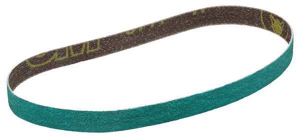 Cloth Belt, Coated, 1/2 in W, 18 in L, 60 Grit, Medium, Zirconia Alumina, 577F, Green