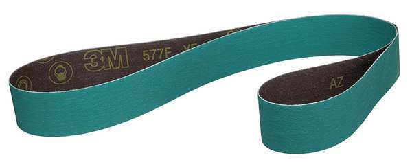Cloth Belt, Coated, 2 in W, 72 in L, 80 Grit, Medium, Zirconia Alumina, 577F, Green