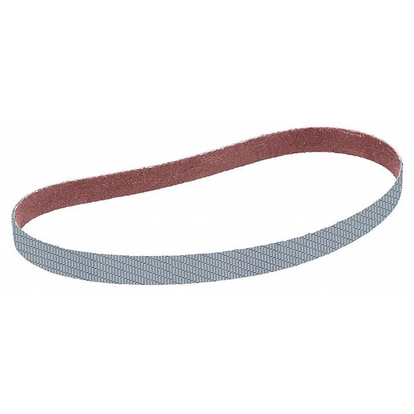 Cloth Belt, Coated, 1/2 in W, 24 in L, 100 Grit, Fine, Aluminum Oxide, 337DC, Gray