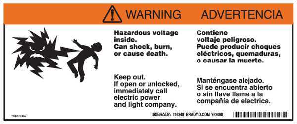 Warning Labels, 4-1/2inHx10-3/4inW, Tape, 46348