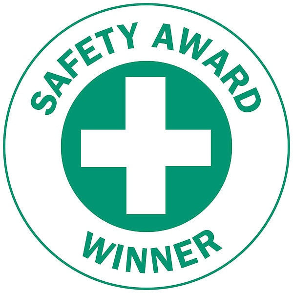 Hard Hat Emblem Labl, 2in. dia., Vinyl, PK4, 49555