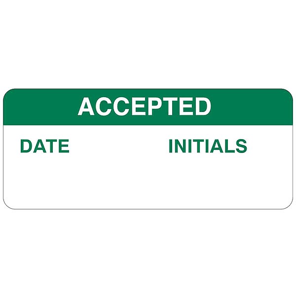 Inspction Lbl, 5/8inHx1-1/2inW, Poly, PK364, 82586