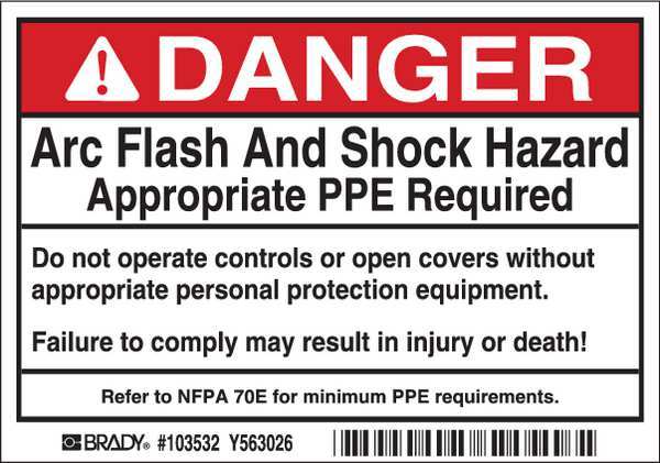 Arc Flash Protect. Lbl, 3-1/2inHx5inW, PK5