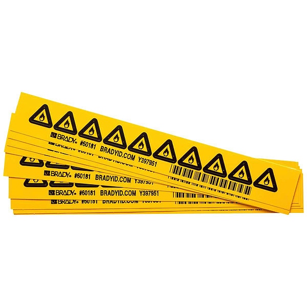Warning Labels, 1/2inHx1/2inW, Vinyl, PK10, 60181