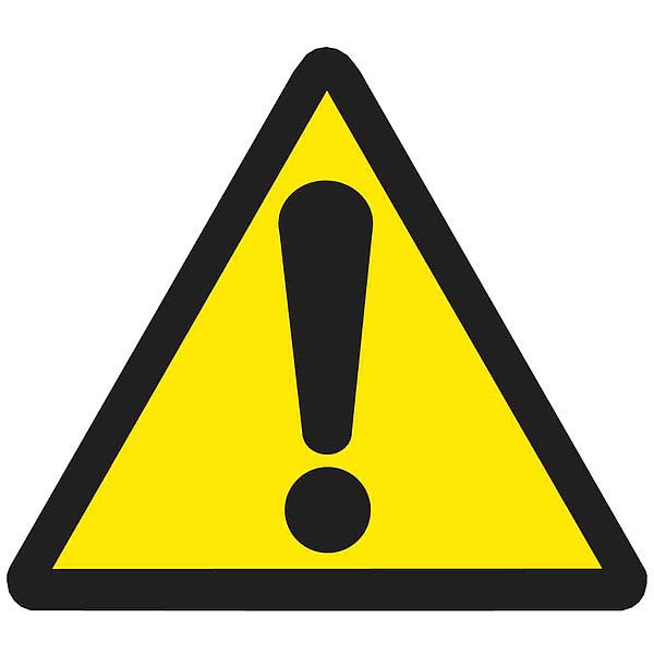 Warning Labels, 1/2inHx1/2inW, Vinyl, PK10, 60188