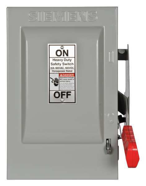 Nonfusible Safety Switch, Heavy Duty, 600V AC, 2PST, 30 A, NEMA 1