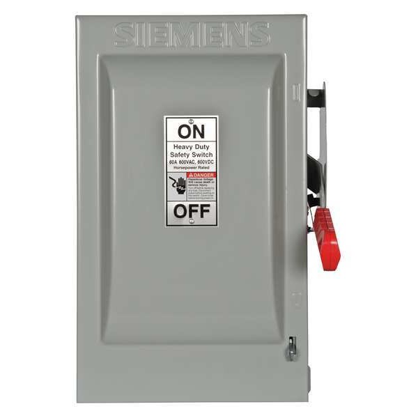 Fusible Safety Switch, Heavy Duty, 600V AC, 2PST, 60 A, NEMA 1