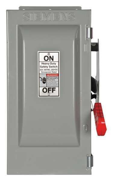 Fusible Safety Switch, Heavy Duty, 240V AC, 2PST, 30 A, NEMA 12