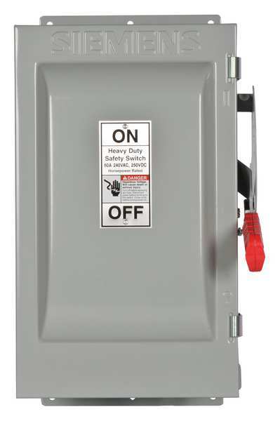 Fusible Safety Switch, Heavy Duty, 240V AC, 3PST, 60 A, NEMA 12
