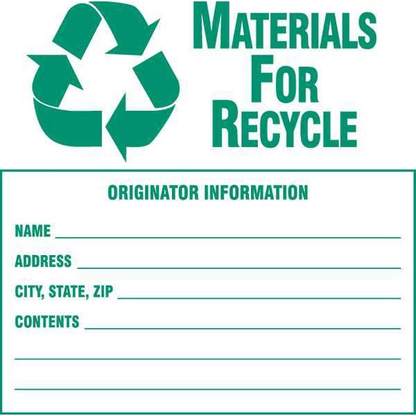 Waste Labl, 6in. dia., Semi-Glss Ppr, PK100, 60369