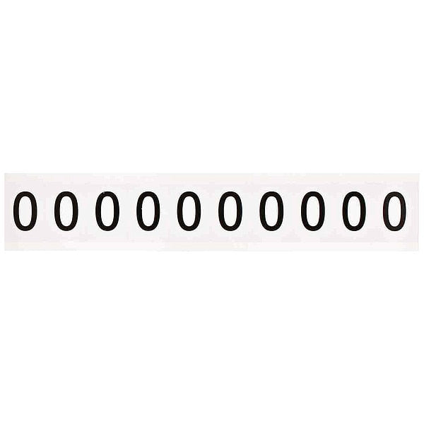 Number Label, Character 0, 1 In. H, Vinyl