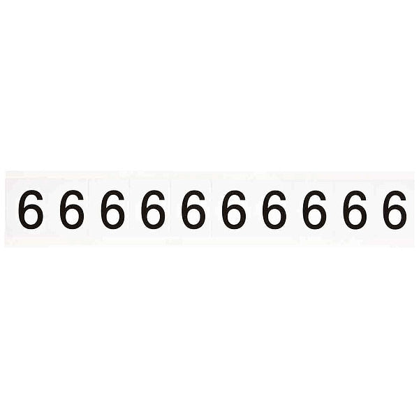 Number Label, Character 6, 1 In. H, Vinyl