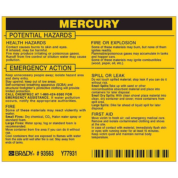 Chemical Label, 3 3/4 in H, 4 1/2 in W, 93563