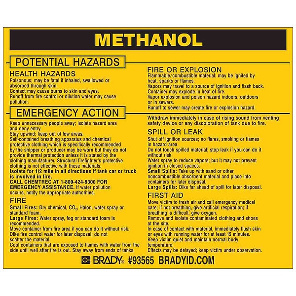 Chemical Label, 3 3/4 in H, 4 1/2 in W, 93565