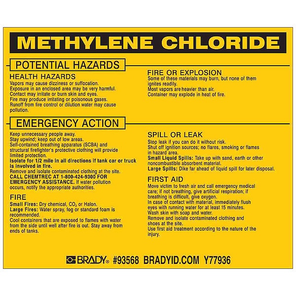 Chemical Label, 3 3/4 in H, 4 1/2 in W, 93568
