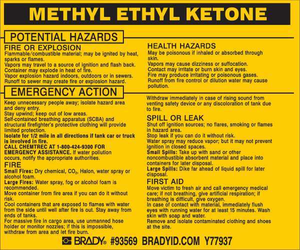 Chemical Label, 3 3/4 in H, 4 1/2 in W, 93569
