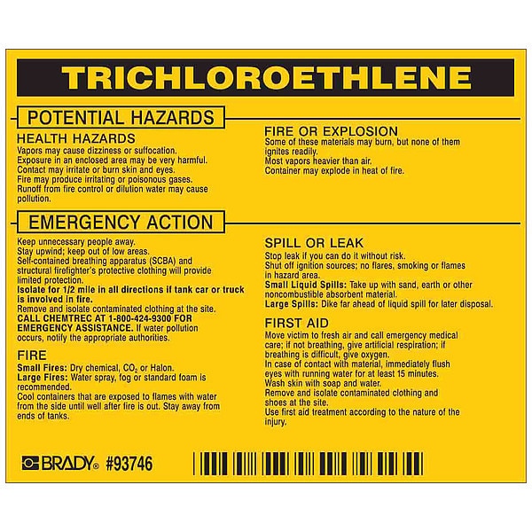 Chemical Label, 3 3/4 in H, 4 1/2 in W, 93746