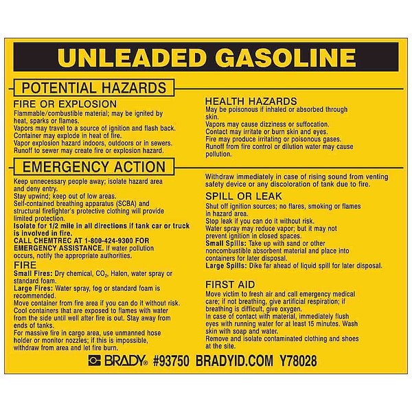 Chemical Label, 3 3/4 in H, 4 1/2 in W, 93750