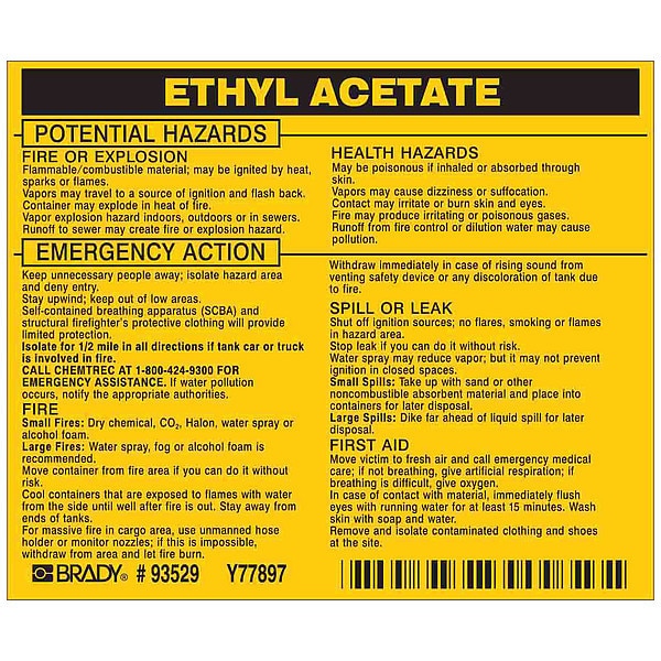 Chemical Label, 3 3/4 in H, 4 1/2 in W, 93529