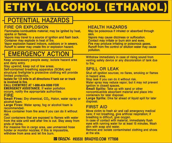 Chemical Label, 3 3/4 in H, 4 1/2 in W, 93530
