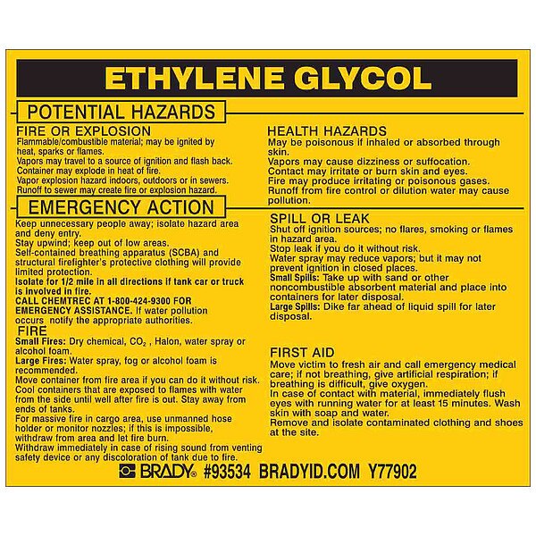 Chemical Label, 3 3/4 in H, 4 1/2 in W, 93534