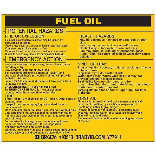 Chemical Label, 3 3/4 in H, 4 1/2 in W, 93543