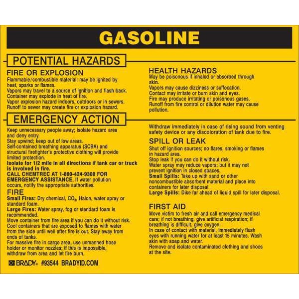 Chemical Label, 3 3/4 in H, 4 1/2 in W, 93544
