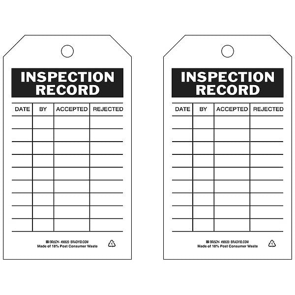 Inspection Tag, 7inHx4inW, HD Poly., PK10