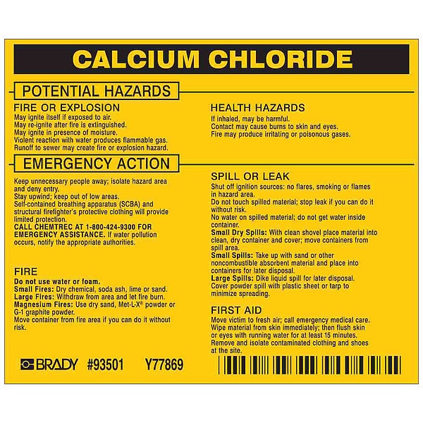 Chemical Label, 3 3/4 in H, 4 1/2 in W, 93501