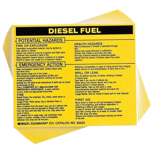Chemical Label, 3 3/4 in H, 4 1/2 in W, 93522
